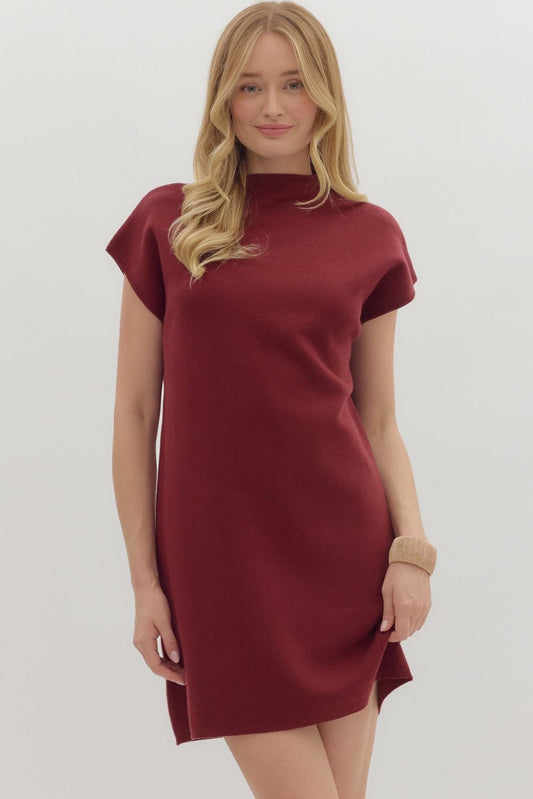 Hazel Zip Mini Dress -Burgandy