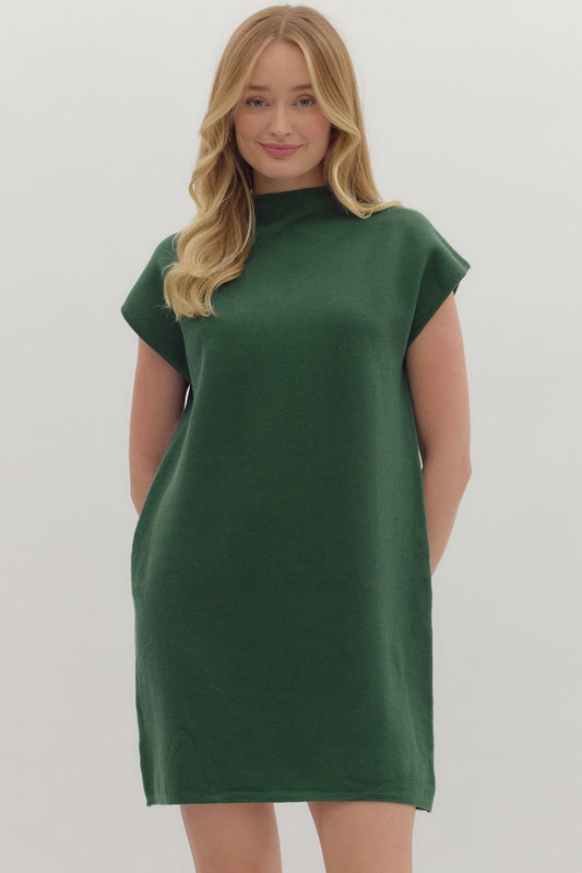 Hazel Zip Mini Dress -Green
