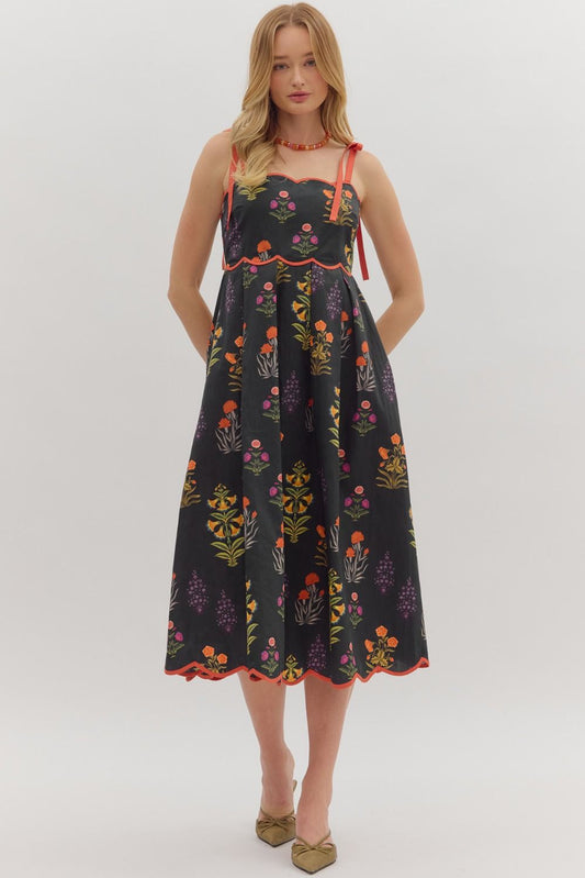 Zoe Floral Print Midi Dress