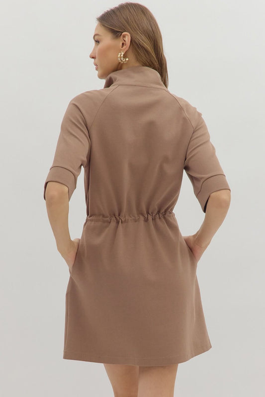 Wren Drawstring Waist Dress - Mocha