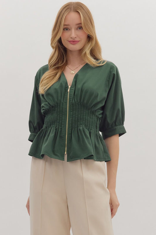 Tabitha Zip Top - Green