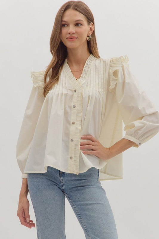 Jess Longline Blouse - Cream