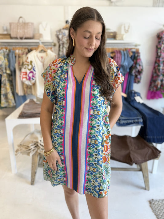 Sadie Floral and Contrast Band Dress