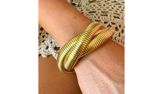 B152- DENISE GOLD TRIPLE COIL BANGLE