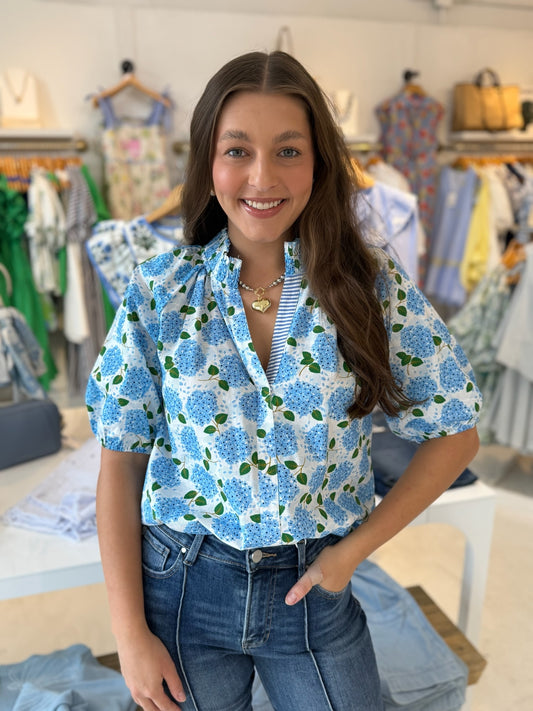 Hydrangea Print Top