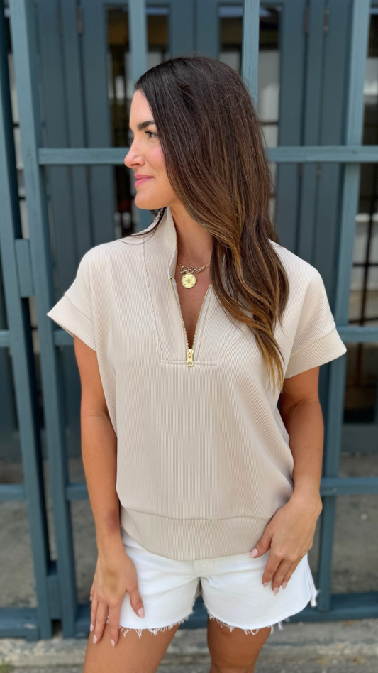 Summit Ribbed Top - Oatmeal
