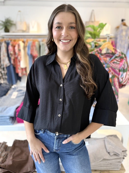 Kyleigh Solid Shirt - Black