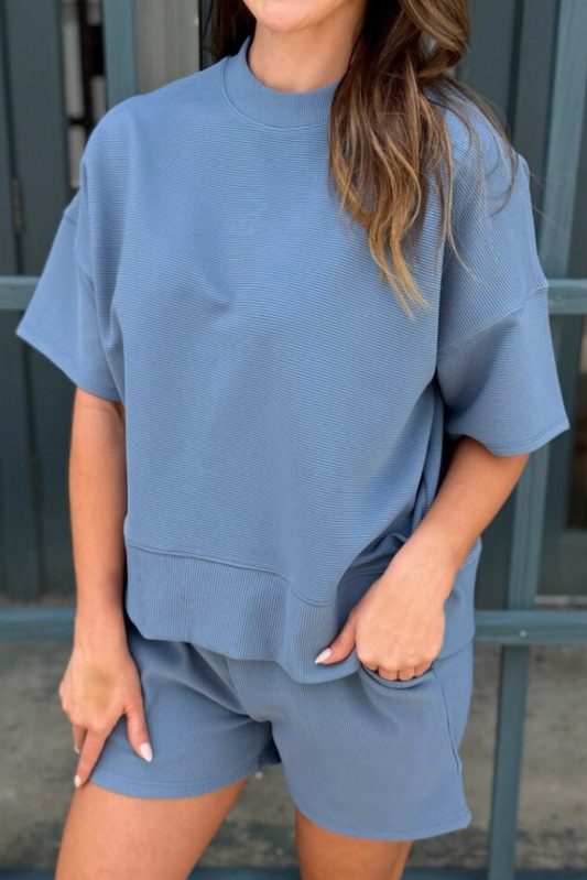 Coastline Ribbed Set - Cloud Blue