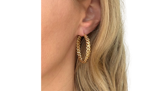 E174 GLD BRAIDED CHAIN HOOP