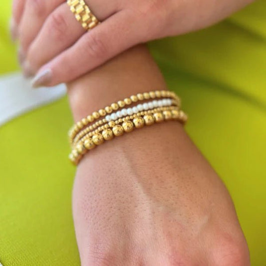 Four Strand Gold Bead & Pearl Bracelet Set - Private Gallery Boutique