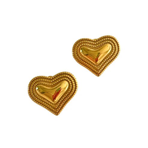 "Gemma" - Gold Bead Heart Earring - Private Gallery Boutique