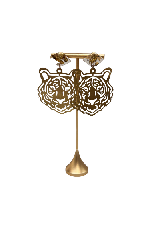 Go Get Em Tiger Earrings Gold