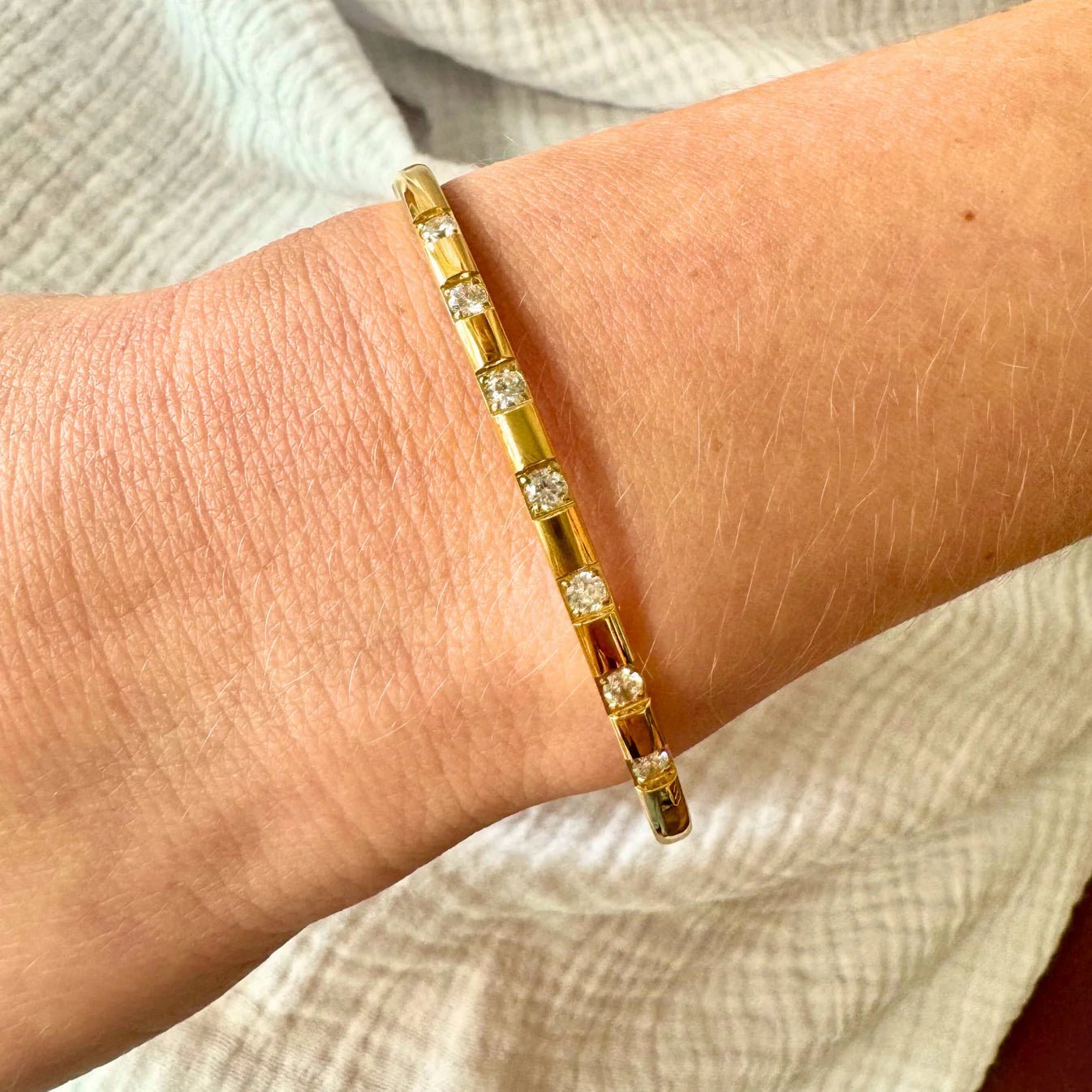 Gold Bangle with Cubic Zirconia - Private Gallery Boutique