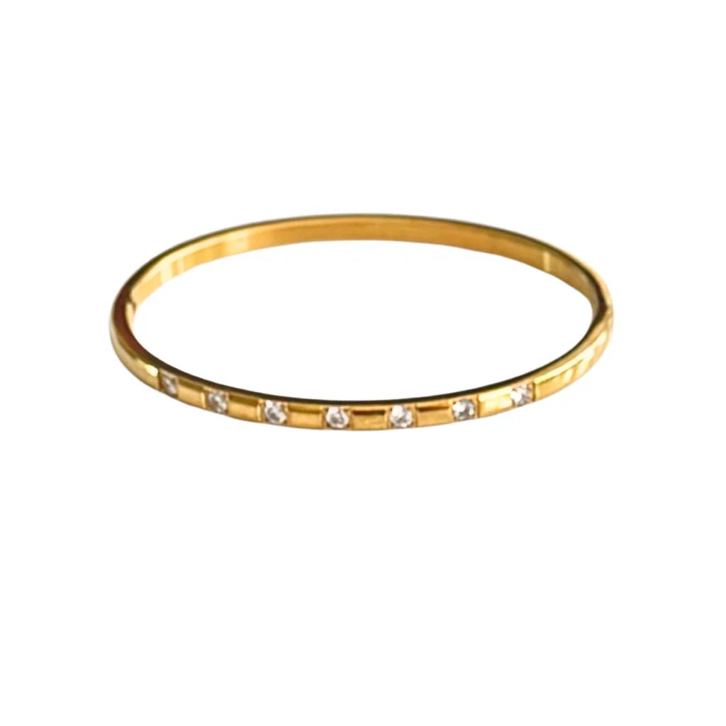 Gold Bangle with Cubic Zirconia - Private Gallery Boutique