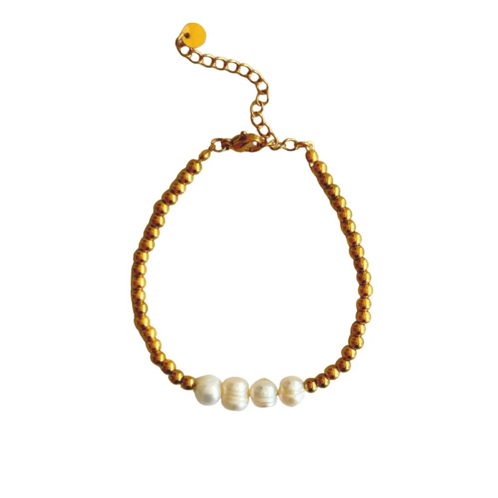 Gold Bead and Four Pearl Bracelet - Private Gallery Boutique