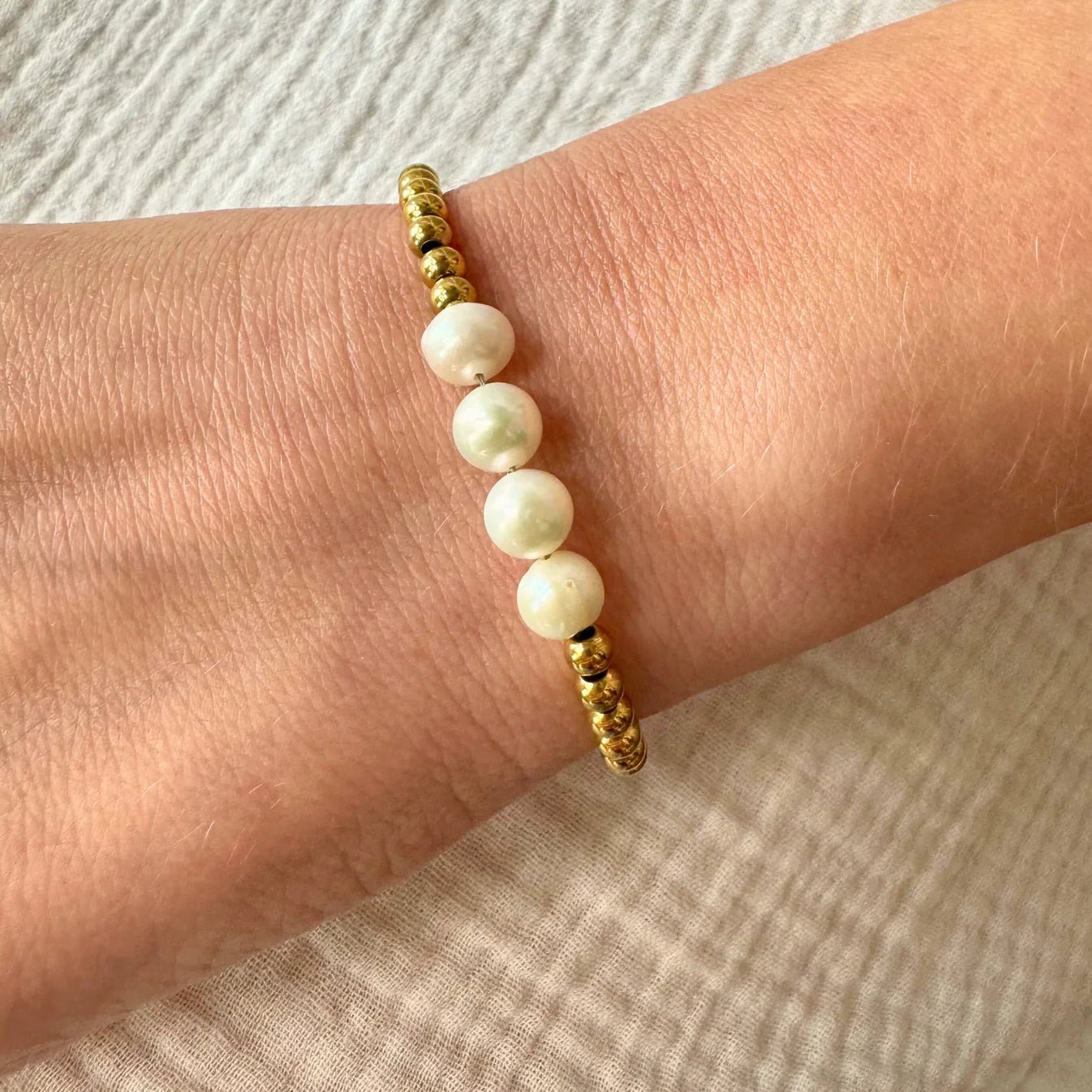 Gold Bead and Four Pearl Bracelet - Private Gallery Boutique