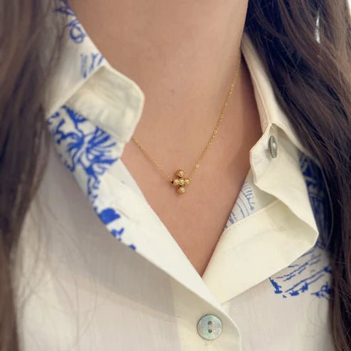 Gold Bead Cross Necklace - Private Gallery Boutique