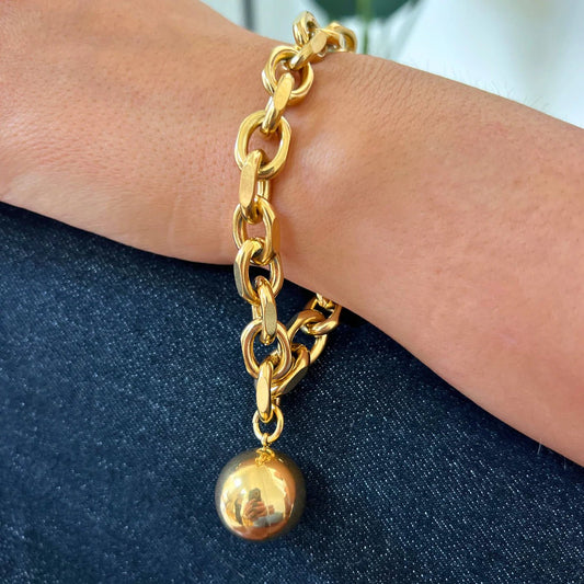 Gold Chain Bracelet with Gold Ball - Private Gallery Boutique