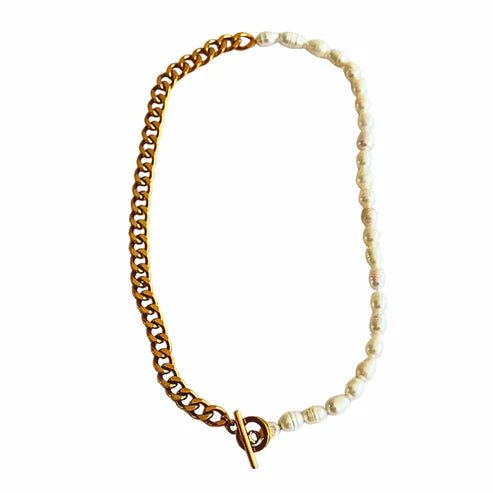 Gold Chain with Freshwater Pearls Necklace - Private Gallery Boutique