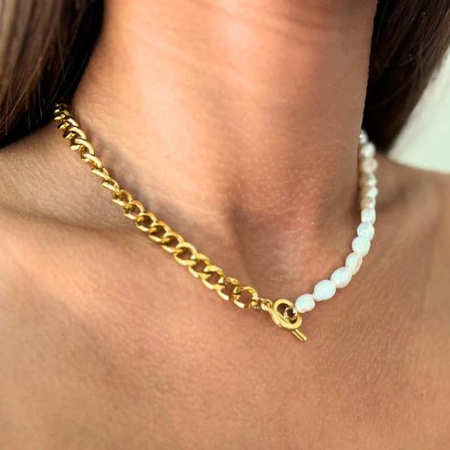 Gold Chain with Freshwater Pearls Necklace - Private Gallery Boutique