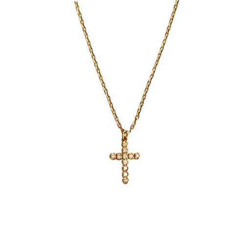 Gold Cross Necklace with Cubic Zirconia - Private Gallery Boutique