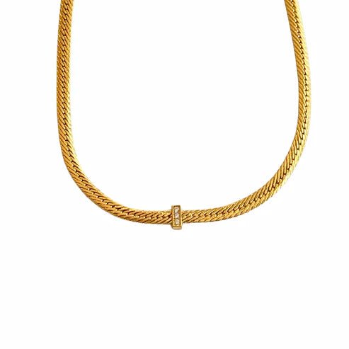 Gold Cuban Chain with Cubic Zirconia Accents - Private Gallery Boutique