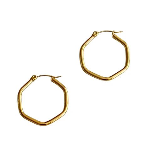 Gold Hexagon Hoop - Private Gallery Boutique