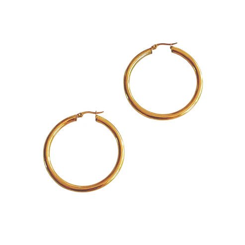 Gold Lever Back Tube Hoop - 1.5" - Private Gallery Boutique