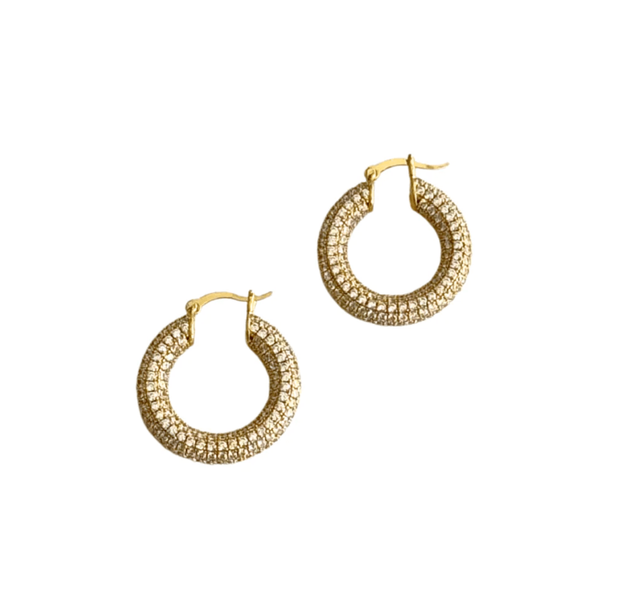 Gold Medium Pavé Hoop - Private Gallery Boutique