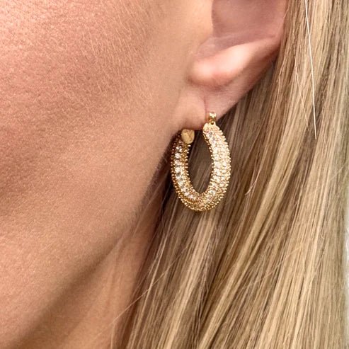 Gold Medium Pavé Hoop - Private Gallery Boutique