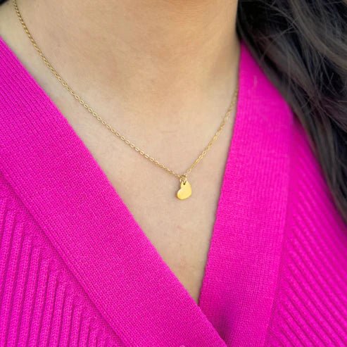Gold Necklace with Single Heart Charm - Private Gallery Boutique