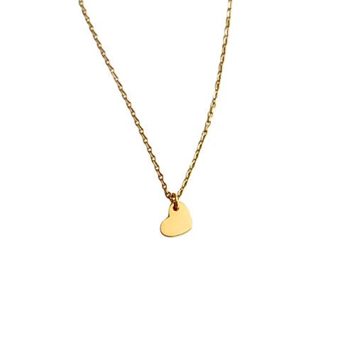 Gold Necklace with Single Heart Charm - Private Gallery Boutique