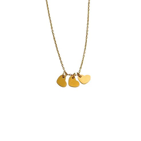 Gold Necklace with Three Heart Charms - Private Gallery Boutique