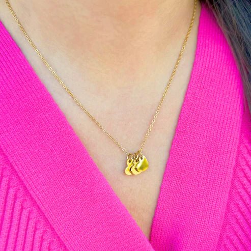 Gold Necklace with Three Heart Charms - Private Gallery Boutique