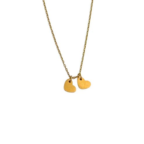 Gold Necklace with Two Heart Charms - Private Gallery Boutique