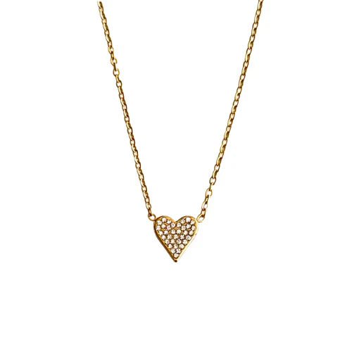 Gold Pavé Heart Necklace - Private Gallery Boutique