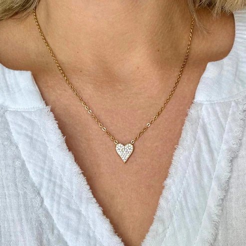 Gold Pavé Heart Necklace - Private Gallery Boutique