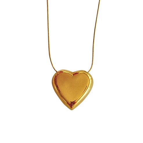 Gold Puff Heart Necklace - Private Gallery Boutique
