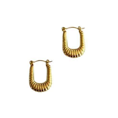 Gold Ribbed U - Shape Hoop - Private Gallery Boutique