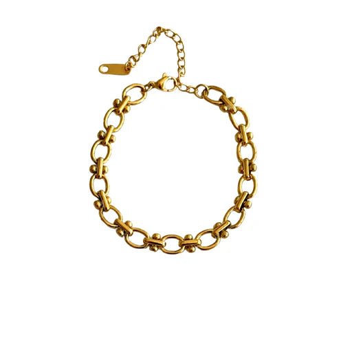 Gold Small Oval Bead Link Bracelet - Private Gallery Boutique