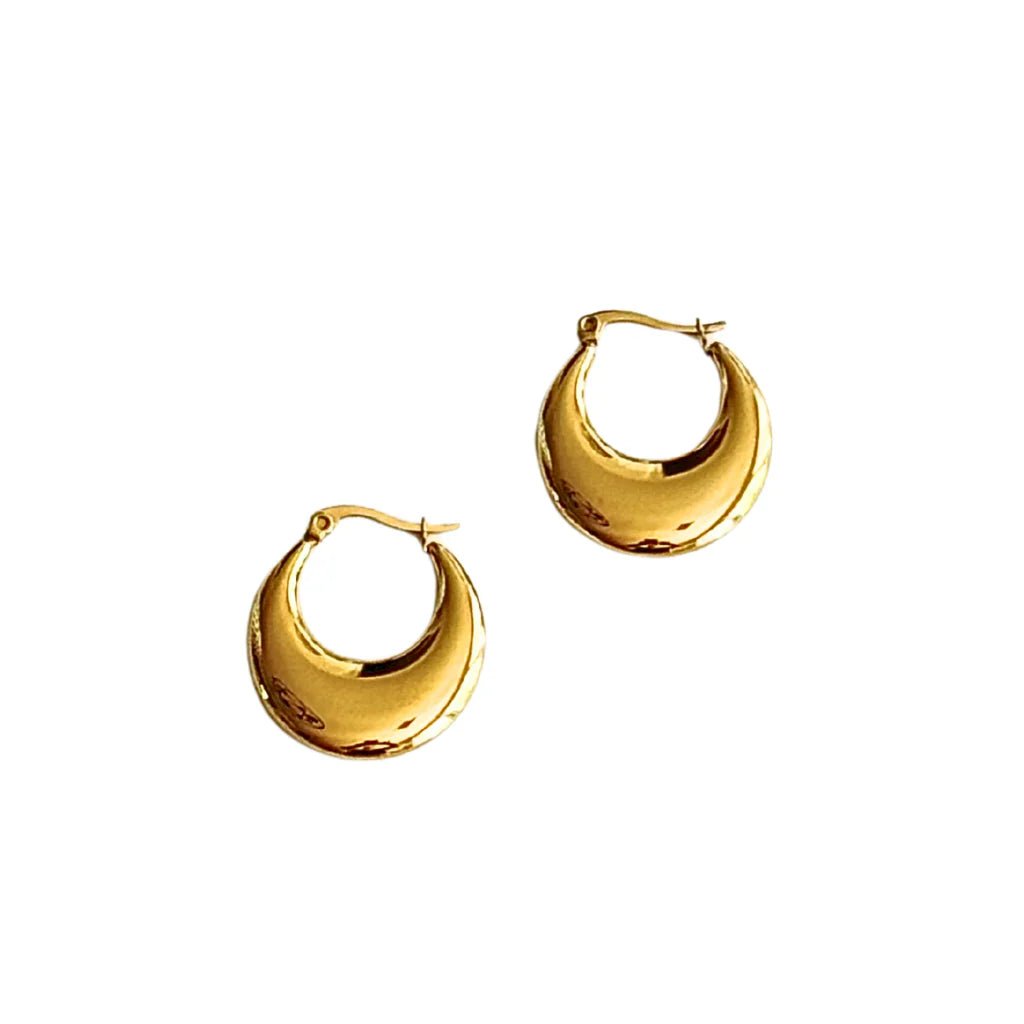 Gold Smooth Crescent Hoop - Private Gallery Boutique