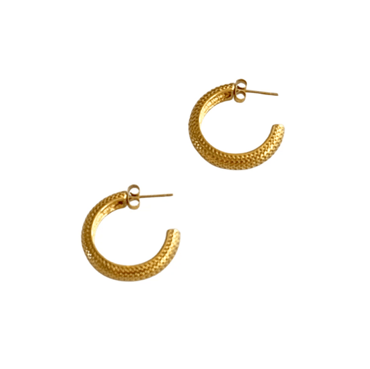 Gold Thin Scales C - Hoop - Private Gallery Boutique