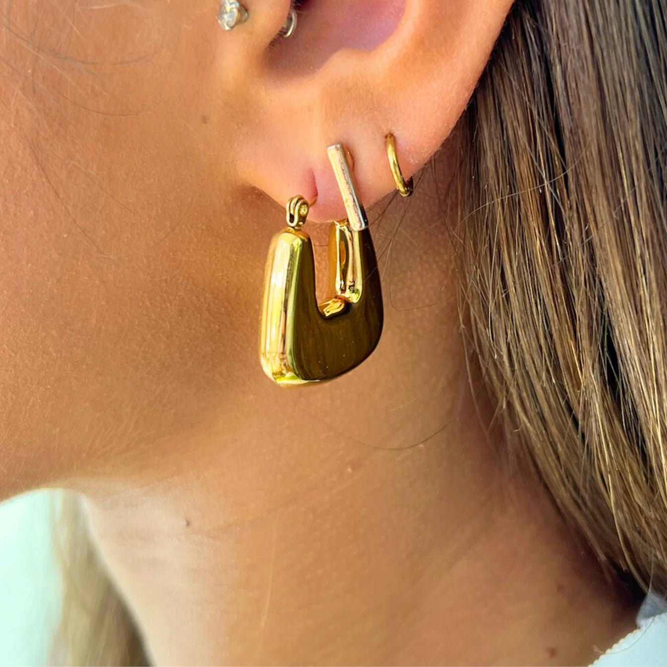 Gold Wide U - Shape Earring - Private Gallery Boutique