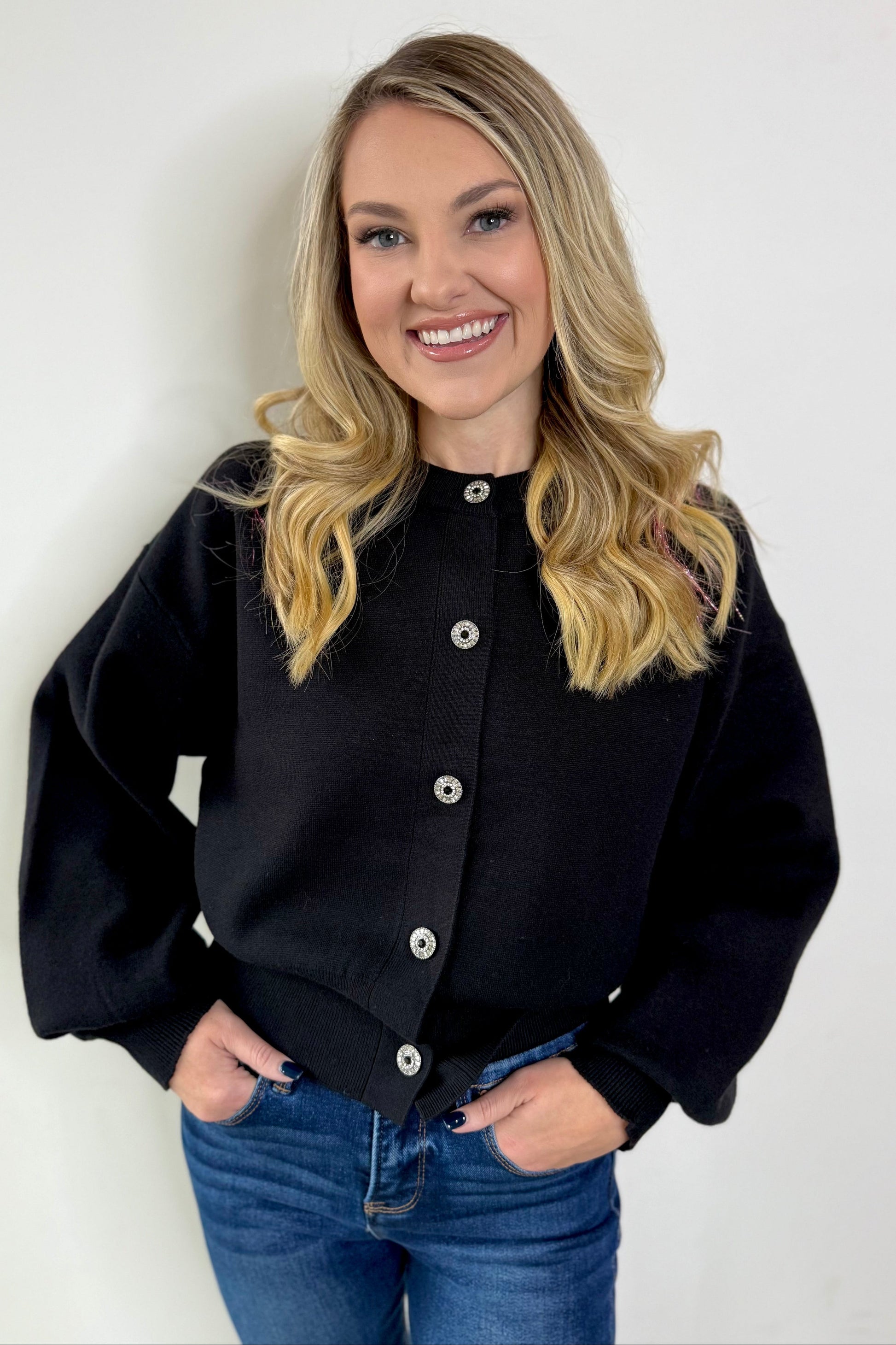 Jewel Button Cardigan - Private Gallery Boutique