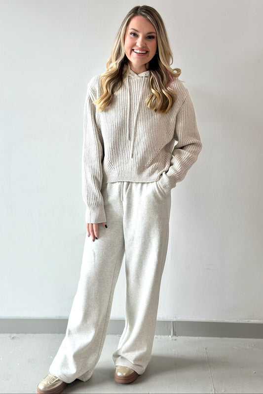 Knitted Mixed Media Hoodie & Pant Set - Private Gallery Boutique