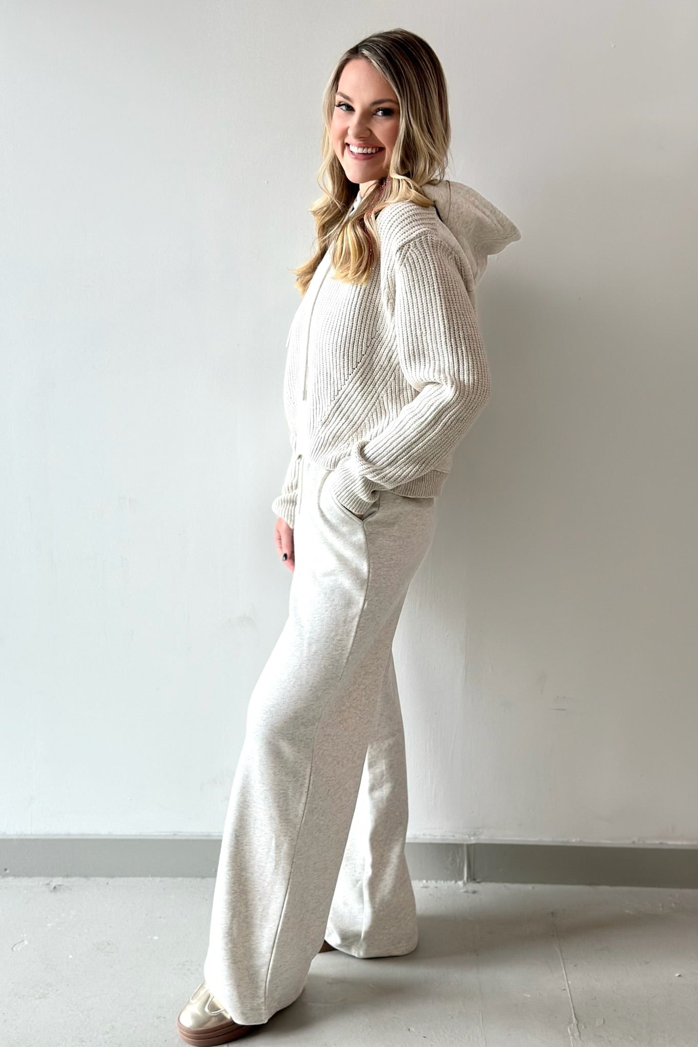 Knitted Mixed Media Hoodie & Pant Set - Private Gallery Boutique