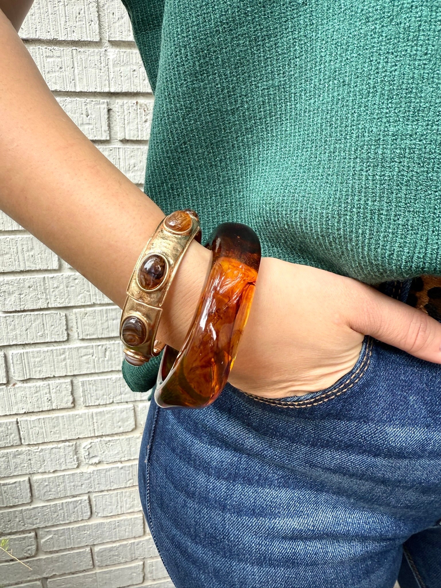 Oval Marble Stone Cuff Bracelet - Private Gallery Boutique