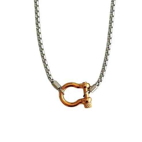 Silver Chain with Gold Horse Bit Necklace - Private Gallery Boutique
