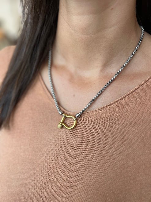 Silver Chain with Gold Horse Bit Necklace - Private Gallery Boutique