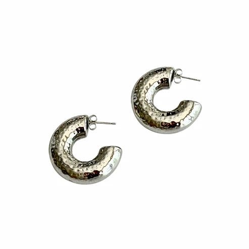 Silver Hammered C - Hoop - Private Gallery Boutique